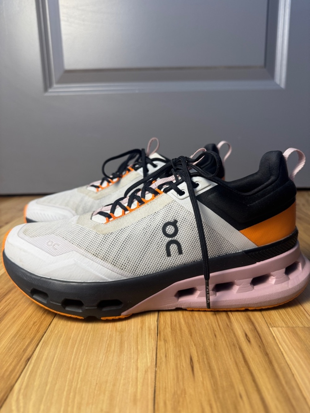Women’s On Cloudnova X Sneakers White Pink Orange Black Running Training Shoes - Picture 4 of 10